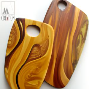 Smooth Swirls: The Marbled Lacquered Wooden Cutting Board