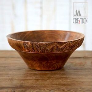 Blooming Beauty Wooden Salad Bowl - Hand Engraved Floral Design