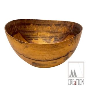 African Elegance: Refined Wooden Salad Bowl with Black Resin Prints