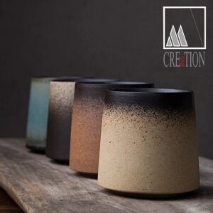 Zen Serenity: Handcrafted Bicolor Dark Mat Ceramic Japanese Style Mug