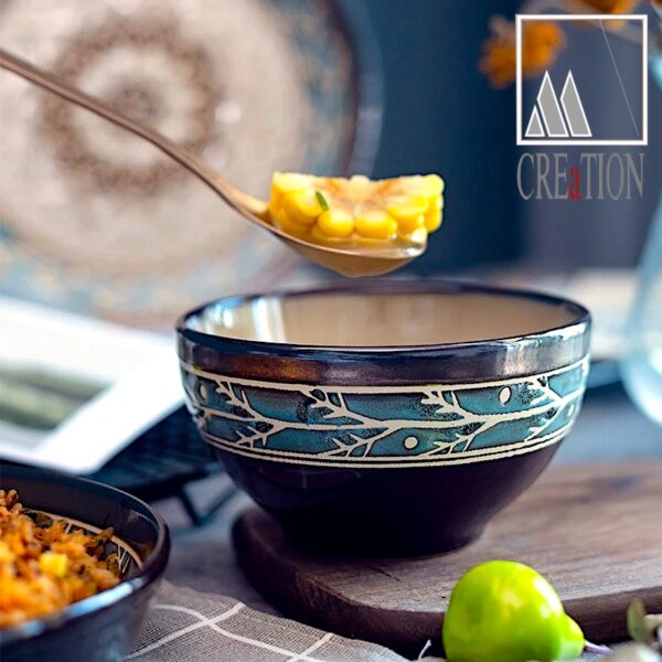Mediterranean Mosaic: Hand-Painted Ceramic Dinnerware Set with Rosace Pattern