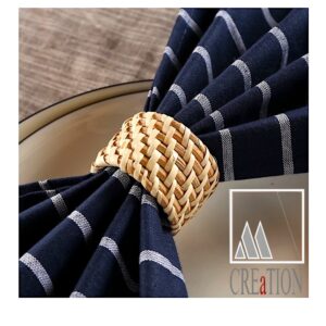 Deep Blue in Haouaria Napkin with Rattan Holder