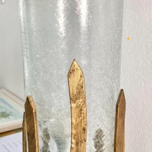 "Ksar" – Handcrafted Table Lamp in Cracked Glass & Golden Wrought Iron